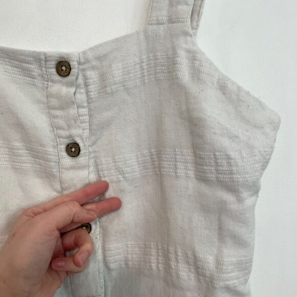 FREE PEOPLE Keep It Simple Mini Dress White Button Low Back Cotton Linen Summer - Picture 6 of 16